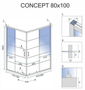 Tuš kabina Rea Concept Black 80x100