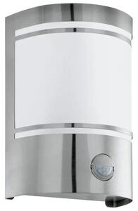 VANJSKA ZIDNA LAMPA 1xE27 SA SENZ. INOX/OPAL STAKLO, BIJELO CERNO 30192