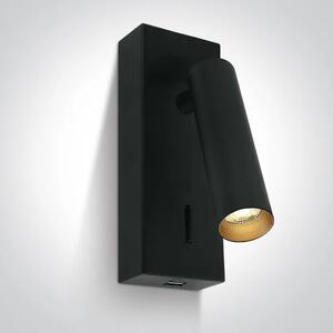 ZIDNA SVJETILJKA LED 3W/3000K/150lm/USB/CRNA DM65746A/B/W