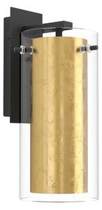 ZIDNA LAMPA 1xE27 CRNA/ZLATNA, STAKLO PROZIRNO PINTO GOLD 97839