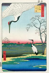 Reprodukcija Minowa Kanasugi Mikawashima (Japanese Cranes), Utagawa Hiroshige