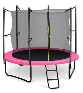 KLARFIT Rocketboy 250, 250 cm trampolin, unutarnja sigurnosna mreže, široke ljestve, ružičasti