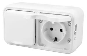 043-212 DVOPOLNA UTIČNICA DVOSTRUKA 16A 250V IP55, BIJELA 3856024407144