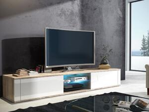 TV stol Gilroy 107Sonoma hrast, Sjajno bijela, 140x30x36cm