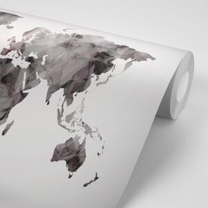 Tapeta poligonalni zemljovid svijeta u crno-bijelom dizajnu