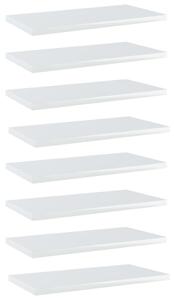 VidaXL Police za knjige 8 kom visoki sjaj bijele 40x20x1,5 cm iverica