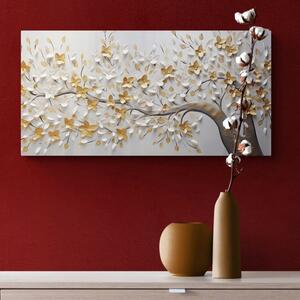 Slika stablo s bijelo-zlatnim cvijećem