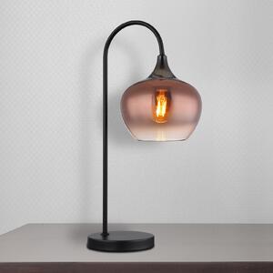 Globo Stolna lampa Maxy, bakar/crna, staklo, visina 54 cm, E27, Bakar, Dnevni boravak/blagovaonica, Staklo
