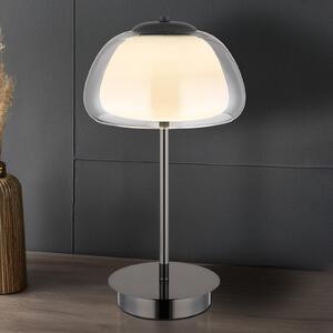 Globo Avila LED stolna lampa, dimno siva/crna, staklo, CCT, prigušiva, prigušiva, Sivo, Dnevni boravak/blagovaonica, Staklo