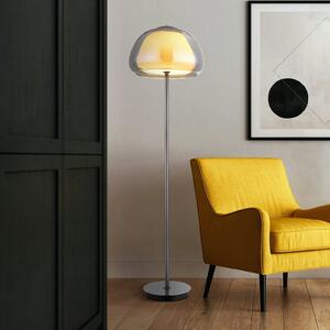 Globo Avila LED podna lampa, dimno siva/crna, staklo, CCT, podesiva po jačini svjetla, prigušiva, Sivo, Dnevni boravak/blagovaonica, Staklo