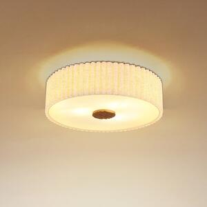 Globo Stropna lampa Jannie, prirodna, lan, s tri svjetla, Ø 50 cm, E27, prigušiva, Bež, Dnevni boravak/blagovaonica, Tkanina / tekstil