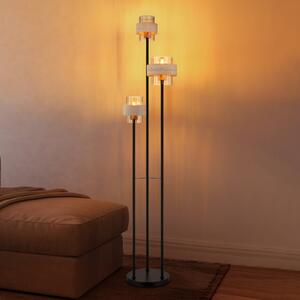 Globo Podna lampa Daren, bež/jantar/crna, 167 cm, 3 sjenila, E27, Bež, Dnevni boravak/blagovaonica, Staklo