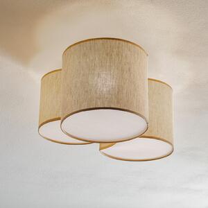 TK Lighting Stropna svjetiljka Mona Nature, 3 žarulje, prirodno laneno platno, prigušiva, Dnevni boravak/blagovaonica, Tkanina / tekstil
