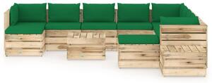 VidaXL 12-dijelna vrtna garnitura s jastucima zeleno impregnirano drvo