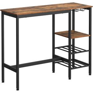 Barski stol, visoki stol s držačem za vinske čaše i držačem za boce 110 x 90 x 40 cm | VASAGLE