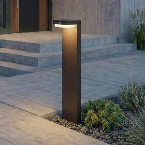 Lindby LED solarna svjetiljka na postolju Eleazar, crna, aluminij, senzor, prigušiva, Crno, Aluminij