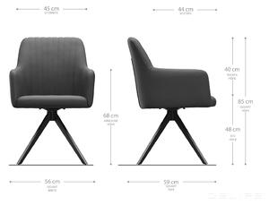 Blagovaonska stolica Greg, Materijal: Boucle - Siva Križno pravokutno postolje metal/crna