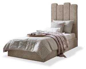 Bež tapecirani krevet za jednu osobu s prostorom za pohranu s podnicom 90x200 cm Dreamy Aurora - Miuform