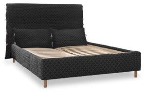 Crni tapecirani bračni krevet s podnicom 160x200 cm Sleepy Luna - Miuform