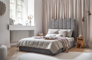 Sivi tapecirani bračni krevet s prostorom za pohranu s podnicom 160x200 cm Dreamy Aurora - Miuform