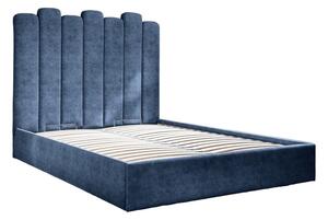 Plavi tapecirani bračni krevet s prostorom za pohranu s podnicom 160x200 cm Dreamy Aurora - Miuform