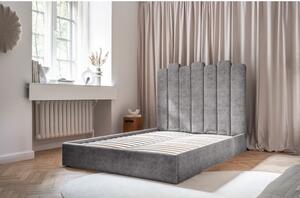 Sivi tapecirani bračni krevet s prostorom za pohranu s podnicom 160x200 cm Dreamy Aurora - Miuform