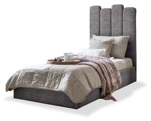 Sivi tapecirani krevet za jednu osobu s prostorom za pohranu s podnicom 90x200 cm Dreamy Aurora - Miuform
