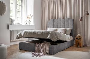 Sivi tapecirani bračni krevet s prostorom za pohranu s podnicom 140x200 cm Dreamy Aurora - Miuform
