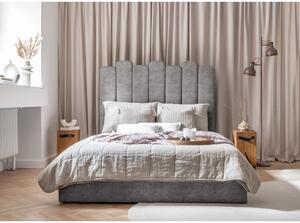 Sivi tapecirani bračni krevet s prostorom za pohranu s podnicom 140x200 cm Dreamy Aurora - Miuform