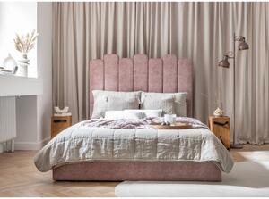Ružičasti tapecirani bračni krevet s prostorom za pohranu s podnicom 140x200 cm Dreamy Aurora - Miuform