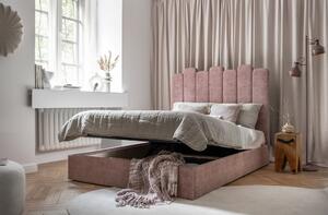 Ružičasti tapecirani bračni krevet s prostorom za pohranu s podnicom 160x200 cm Dreamy Aurora - Miuform