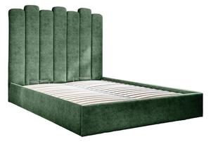 Zeleni tapecirani bračni krevet s prostorom za pohranu s podnicom 160x200 cm Dreamy Aurora - Miuform