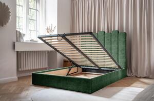 Zeleni tapecirani bračni krevet s prostorom za pohranu s podnicom 140x200 cm Dreamy Aurora - Miuform