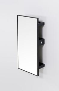 Crna polica s ogledalom od hrastovine 31x61,5 cm Slimline - Wireworks