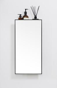 Crna polica s ogledalom od hrastovine 31x61,5 cm Slimline - Wireworks