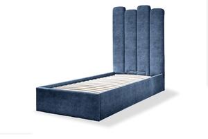 Plavi tapecirani krevet za jednu osobu s prostorom za pohranu s podnicom 90x200 cm Dreamy Aurora - Miuform