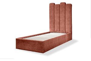 Tapecirani krevet za jednu osobu s prostorom za pohranu s podnicom 90x200 cm u boji cigle Dreamy Aurora - Miuform