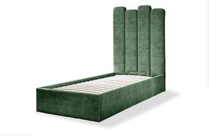 Zeleni tapecirani krevet za jednu osobu s prostorom za pohranu s podnicom 90x200 cm Dreamy Aurora - Miuform