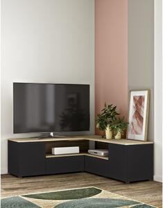 Crna/u prirodnoj boji TV komoda u dekoru hrasta 130x46 cm Angle – TemaHome