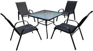 Vrtni set TAVERNO 1 + 4, stol 80x80 cm, crni