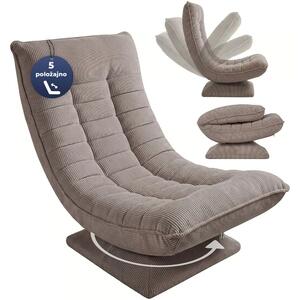 Ležaljka ABERDEEN CORD, rebrasti presvlak, 87×60×105 cm, sivo-smeđa (taupe) Casaria