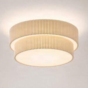 Lindby Tazia stropna svjetiljka, Ø 50 cm, prirodna/bijela, lan, prigušiva, Bež, Dnevni boravak/blagovaonica, Tkanina / tekstil