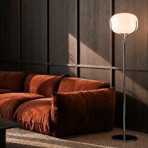 Lucande Podna lampa Christo, visina 160 cm, krom/bijela, staklo, Bijela, Dnevni boravak/blagovaonica, Staklo