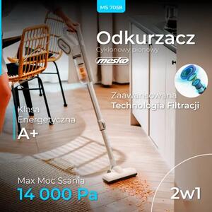 Mesko MS 7058 Vertikalni Ciklonski Usisavač – 400 W, 14.000 Pa, Energetski Razred A+