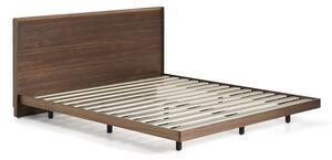 Smeđi bračni krevet od masivne breze s podnicom 160x200 cm Norlen – Kave Home