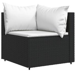 VidaXL Kutna vrtna sofa od poliratana s jastucima crna