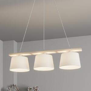 Viseća lampa Švedska, starinsko bijelo/bijelo, tekstil, drvo, 3 svjetla