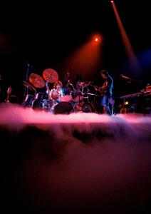 Fotografija February 1977: concert of rock band Pink Floyd at the Paris Pavilion: Nick Mason drummer and bassist Roger Waters