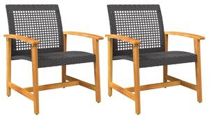 VidaXL Vrtne stolice 2 kom crne od poliratana i bagremovog drva