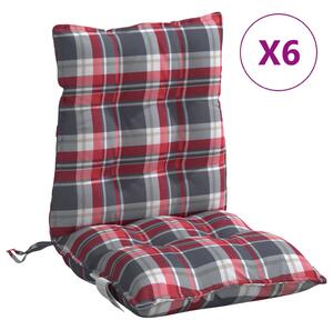 VidaXL Jastuci za stolicu niskog naslona 6 kom crveni karirani tkanina